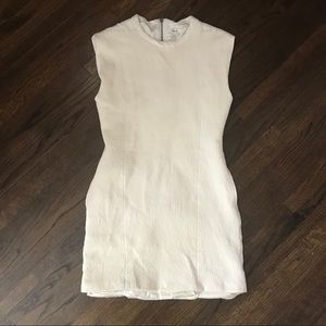 Helmet Lang cream textured sleeveless pocket dress